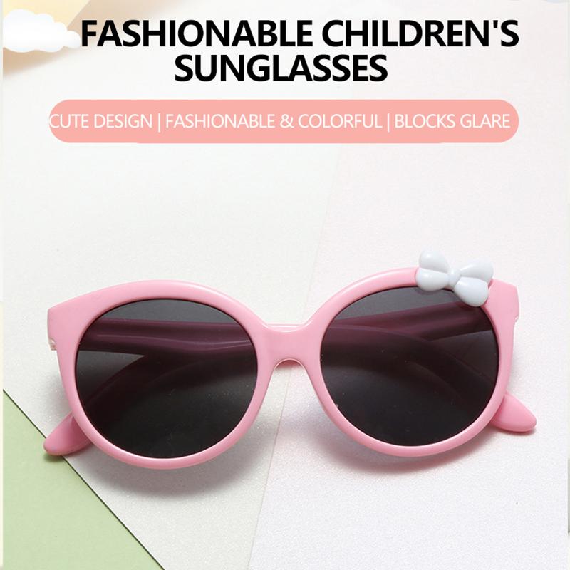 Dopamine Cute Bow Kids Round Sunglasses Uv400 Protection Sun Protection Party Photo Taking Styling Sun Glasses S5017