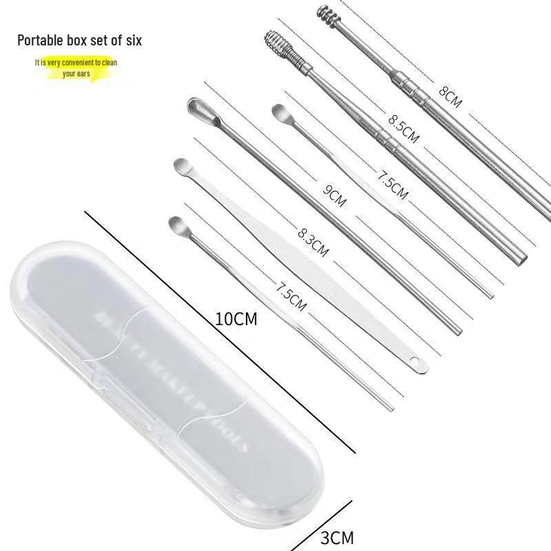 6-Piece Stainless Steel Ear Cleaning Tool Set for Adults and Children