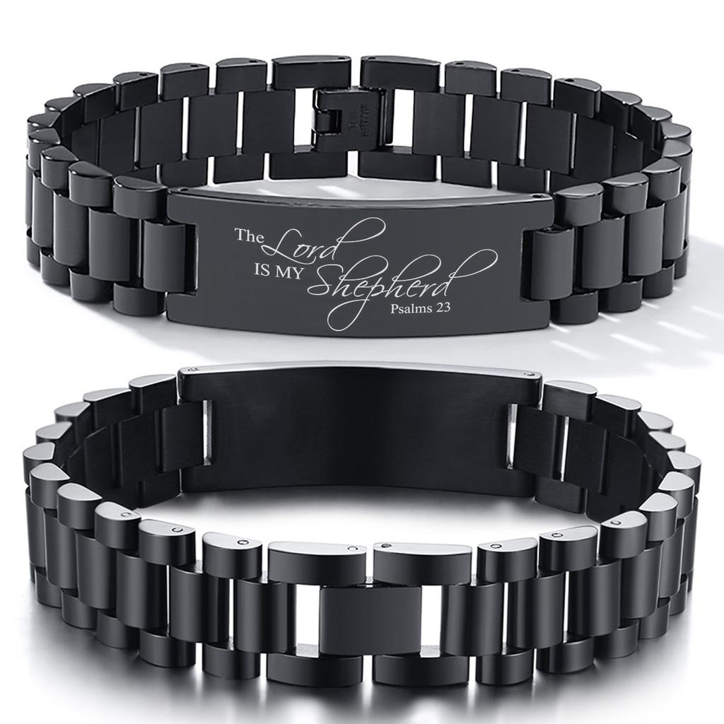 Vnox Assorted Bible Verse Bracelets for Men,Engraved Religious Scripture Quote Wristband,Faith Prayer Christian ID Bracelet Gift