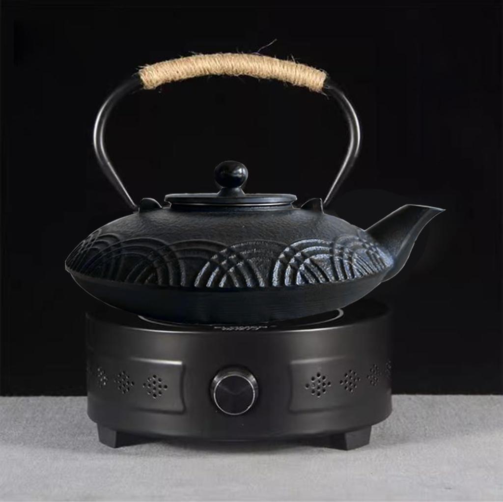 HwaGui Nambu Ironware Teapot, Stylish IH Compatible, Iron Supplement, Iron Teapot with Tea Whisk, 1000ml (Striped)