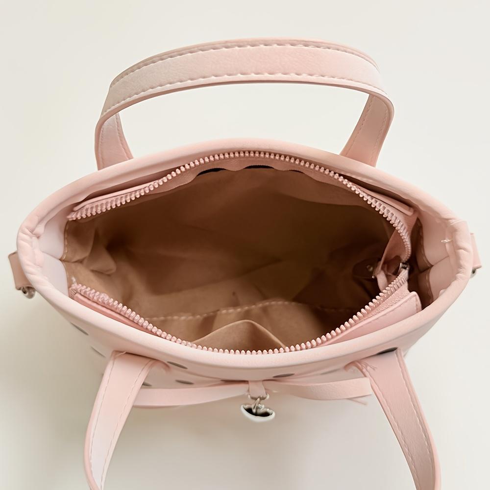 Women's Small Handbag, Sweet Style Polka Dot Bow Bucket Bag, Shoulder Bag, Crossbody Bag, Everyday Shopping Bag, Dating Bag, Commuting Bag