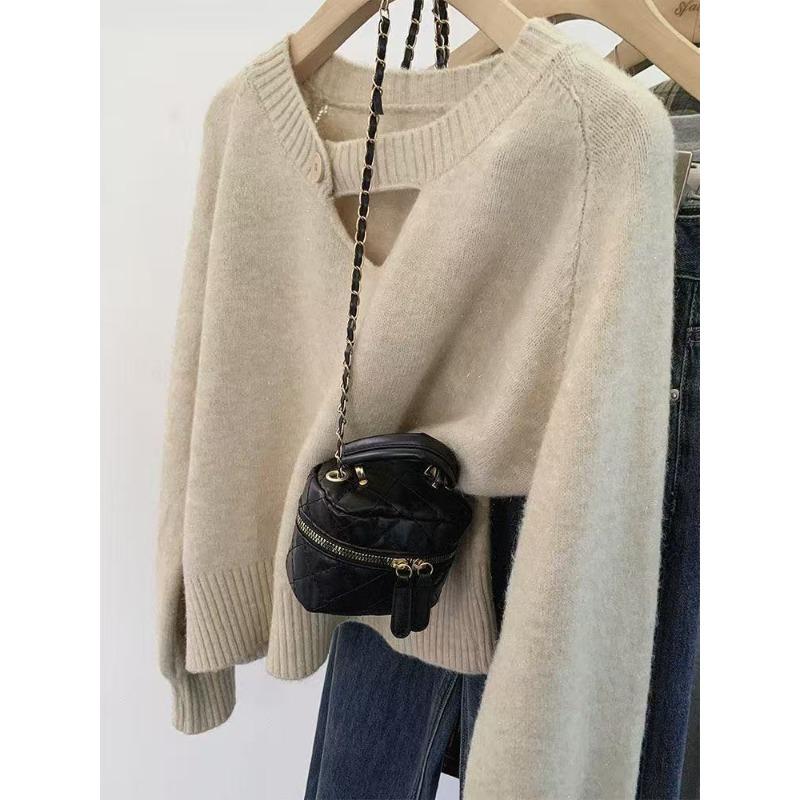 

Short sweater women s autumn and winter thickened new small bottom knitted sweater top S