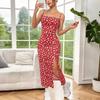 Women Summer Casual Holiday Sytap Sexy Flower Printed Split Package Hip One Piece Dress
