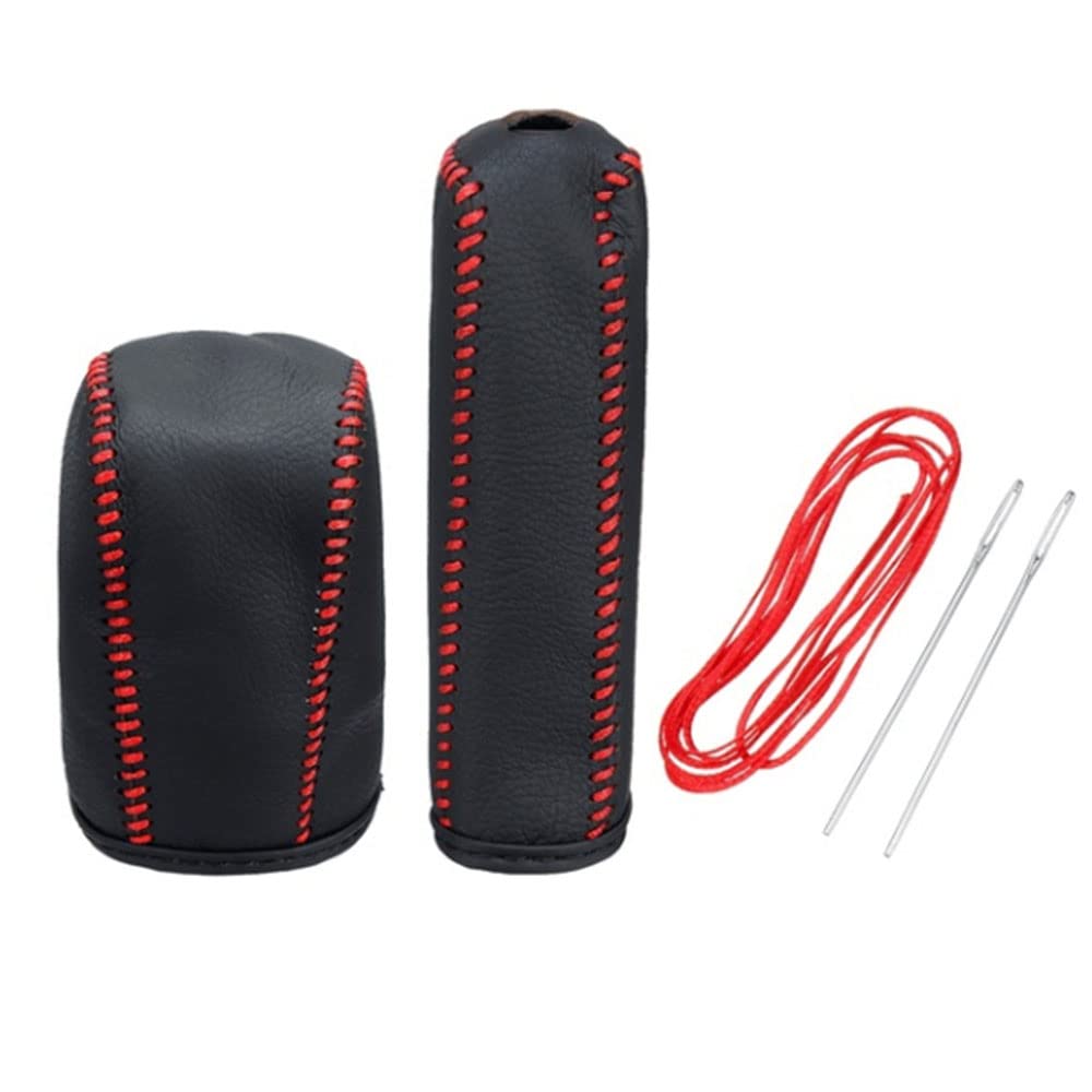 Wellvie Land Cruiser Prado 150 Series Shift Knob Handbrake Cover Accessories Custom Parts x Red & (Black Stitch)