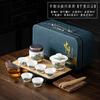 Travel Kung Fu Tea Set Tea Tray Complete Set Dehua White Porcelain Suet Jade Cover Bowl Set Light Luxury Business Companion