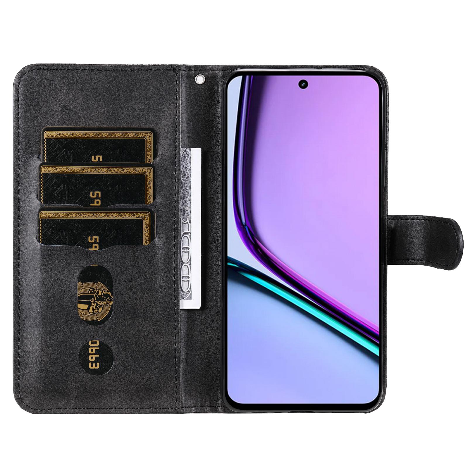 

For Realme C67 4G Case Calf Texture Leather Phone Cover Zipper Pocket Blue