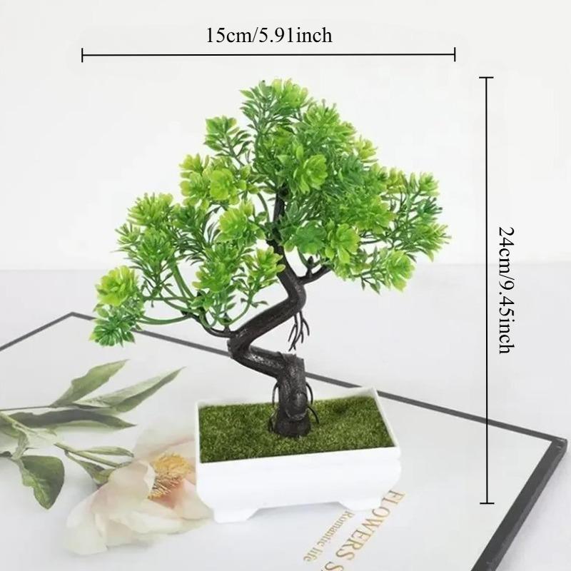

1pc Plastic Plants Bonsai Garden Arrangement Ornaments Small Tree Pot Fake Plant Potted Flower Office Home Room Table Decoration зелёный