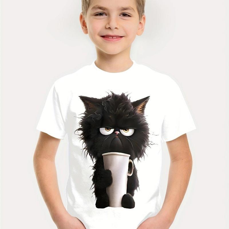 Funny Animal Kids Adult Printed T-shirt Summer Women's and Men's Casual Outdoor Girl and Boy Short Sleeve Tees Top Pullover