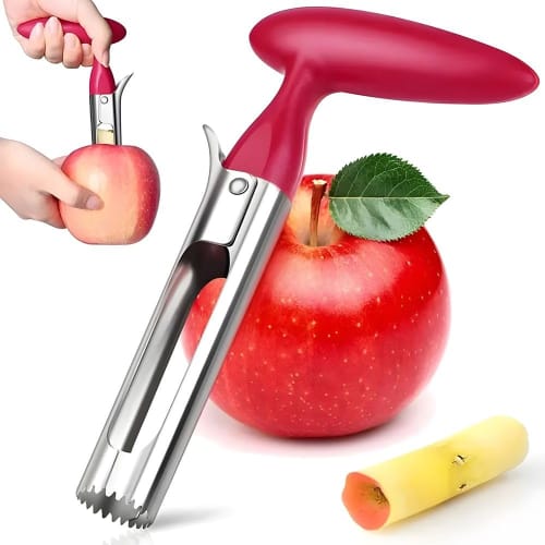 

XINSHEYE Apple Corer, 1-Pack (Red) - Convenient Fruit and Vegetable Peeler with Sharp Serrated Blade, Ideal for Kitchen Gadgets
