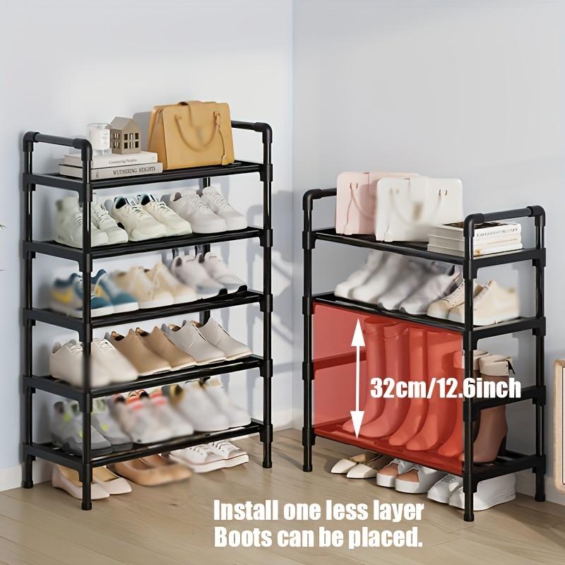 Multi-Tier Metal Shoe Rack Stackable Organizer Freestanding Black Space Saving Storage for Closet Bedroom Indoor Outdoor Use