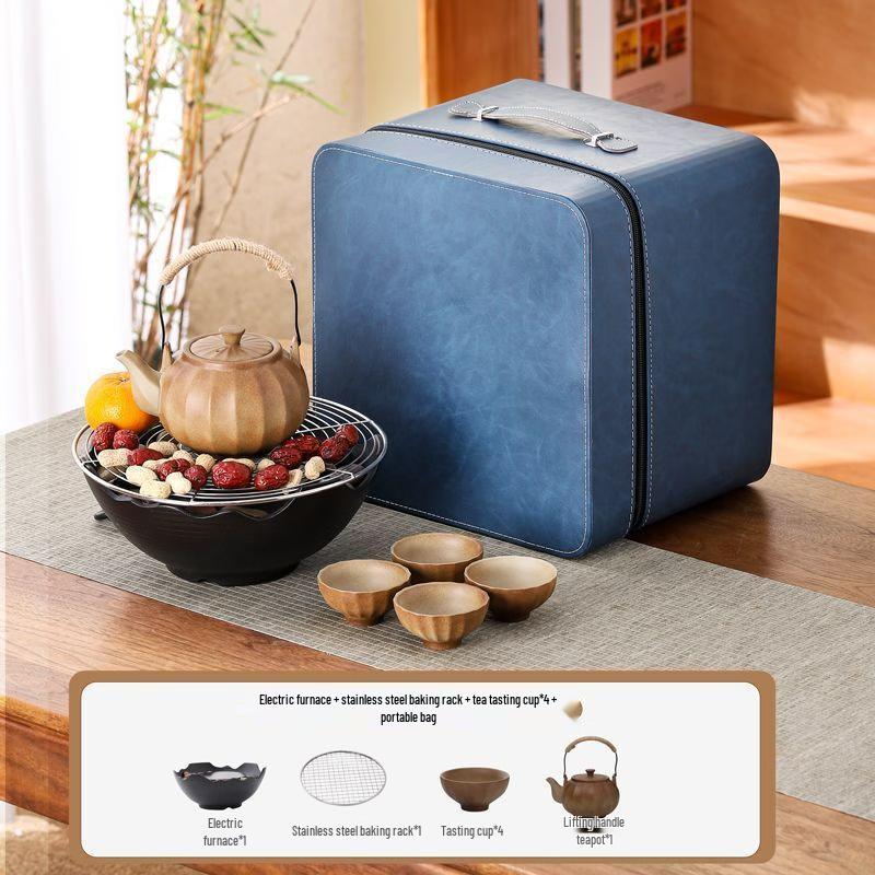 Portable Ceramic Tea Brewing Set - Pumpkin Pot Edition