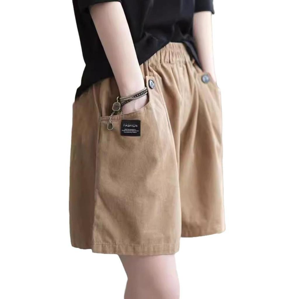 2025 Women's Summer Wide-Leg Cotton Shorts: Loose, Large, Slim-Fit, Versatile, Fashionable, Literary, Five-Point Casual Design