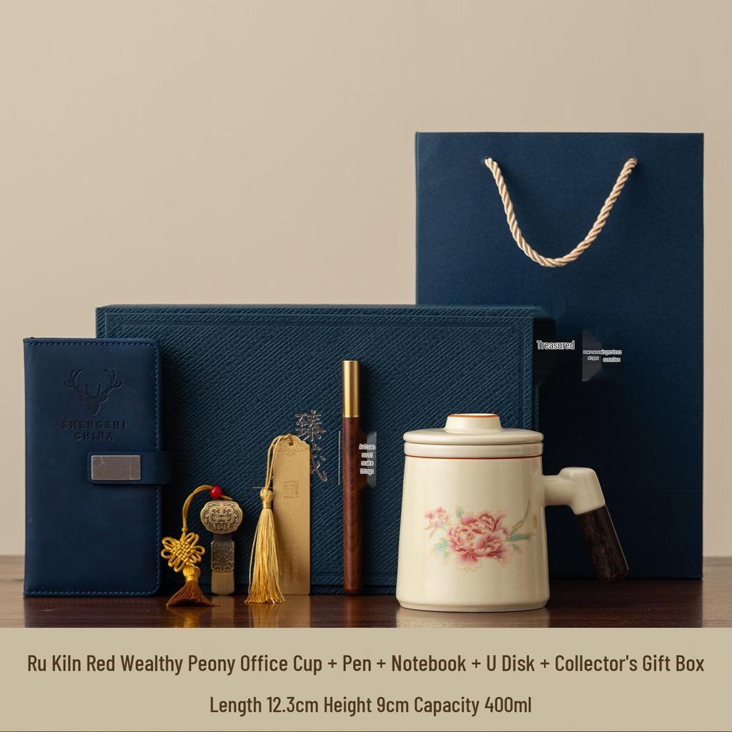 Ru Kiln Ceramic Tea Mug with Lid & Filter - Women's Personal Office Water Cup