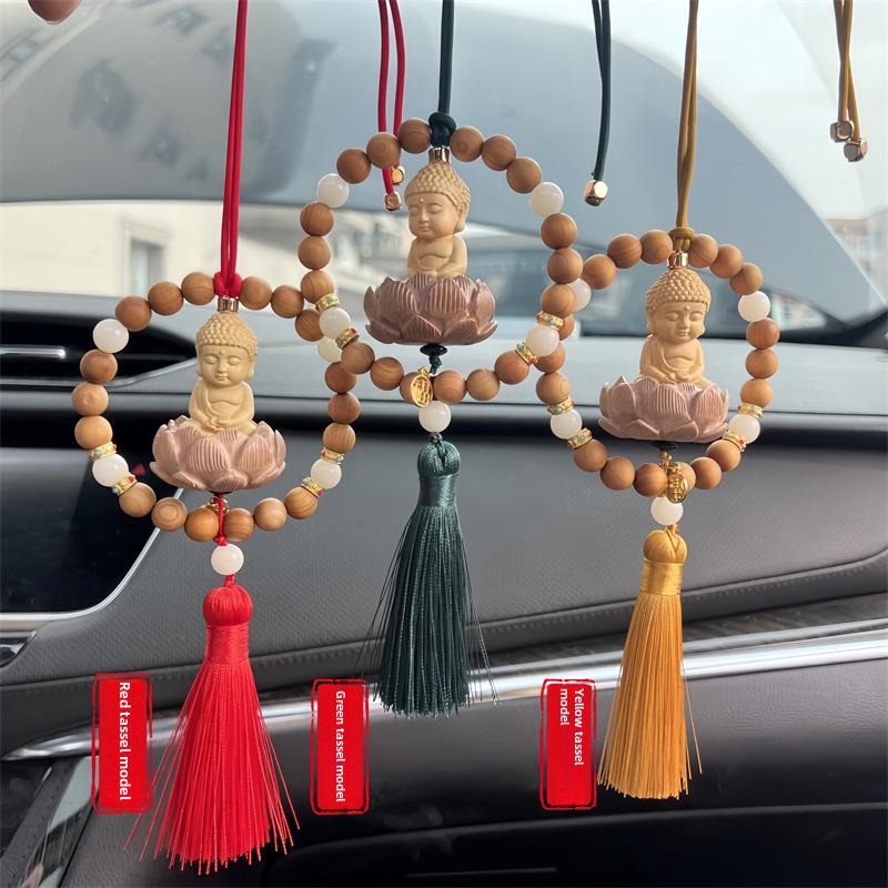 Boxwood Buddha & Guanyin Car Rearview Mirror Pendant Ornament