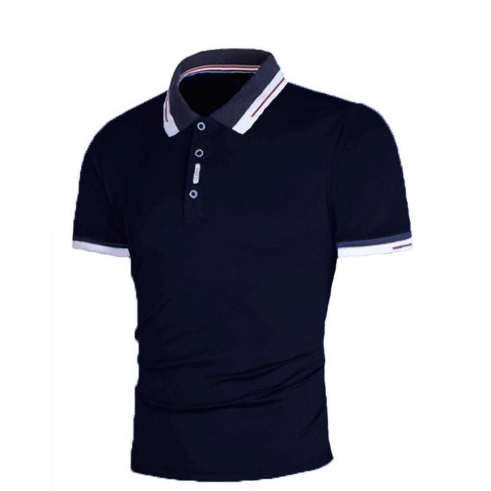 Male Business Casual Polo Shirt Summer Soft Breathable Short Sleeve Basic Tops Fashion Contrast Color Collor Design