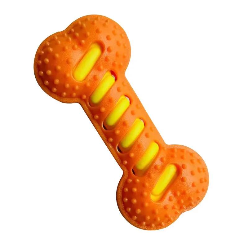 Squeaky Dog Toy for Aggressive Chewers Interactive Rubber Bone with Sound Chew Resistant Molar Rod Training Toy Durable