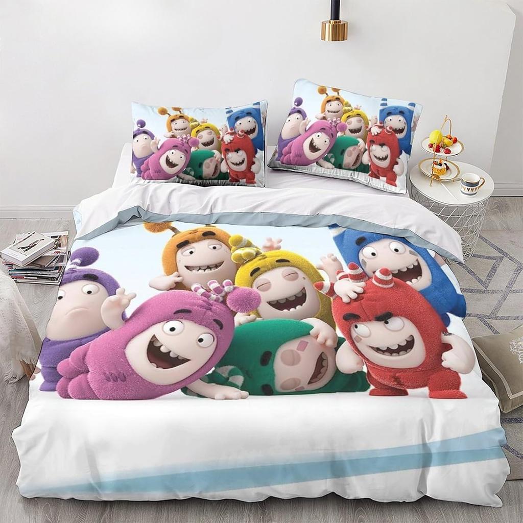 3D Printed High-quality Cartoon Down Duvet Cover for Children, Adults, Modern Ultra-fine Fiber Duvet Cover with Zipper and Pillo