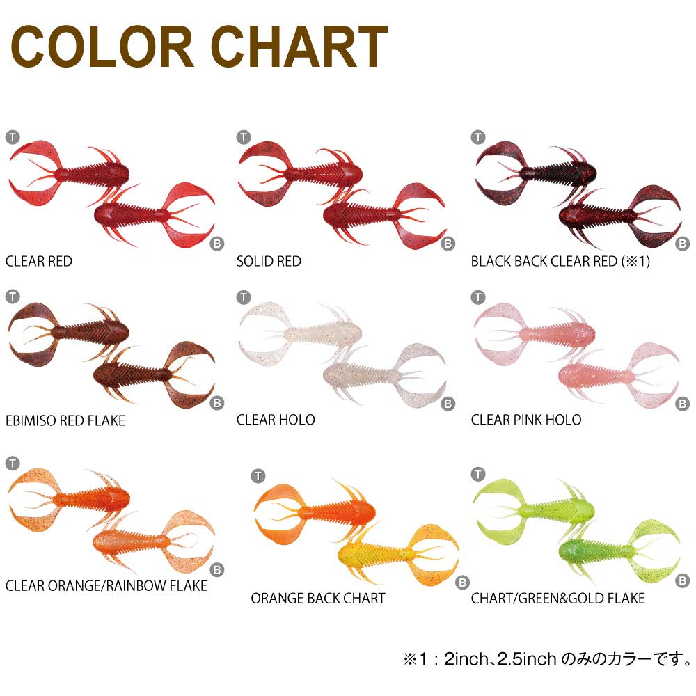 Megabass Rock Hog 2 Inch Soft Bait Clear Red, 10 Pcs