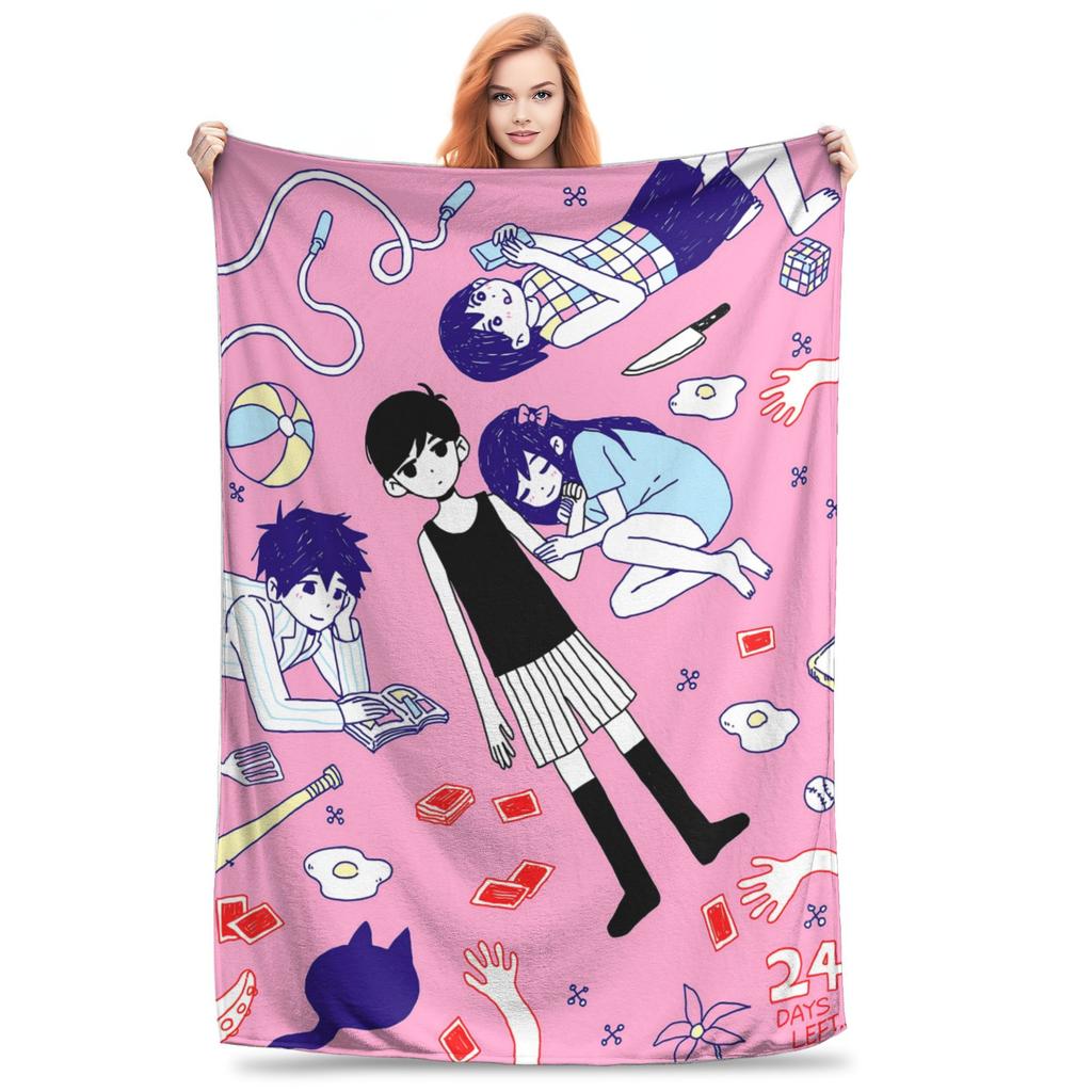 Anime Omori Game  Blanket Cover  Plush Throw Blanket Summer Air Conditioning Printed Lightweight Bedspreads,