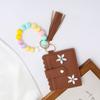 RFID Shielded Card Holder with Rhinestone Flower And Beads Decor Women Wristband Wallet Keychain Faux