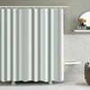Elegant Blue and White Striped Bathroom Curtain Waterproof Fabric Modern Minimalist Design SpaceSuitable for Wet& Dry Separati