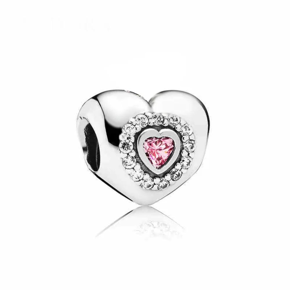 925 Silver Heart Series Four Leaf Clover Charms DIY Bracelet Necklace Jewelry Gift for Women Sister Friendship