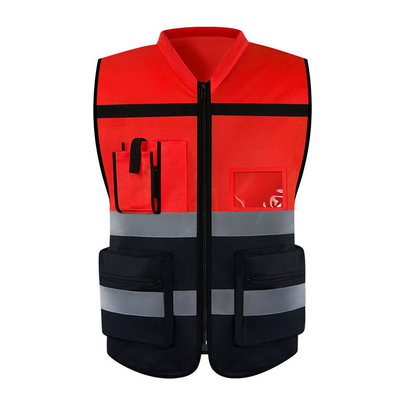 High Visibility Multi Pocket Oxford Fabric  Safety Vest for Night Riding Safety Vest