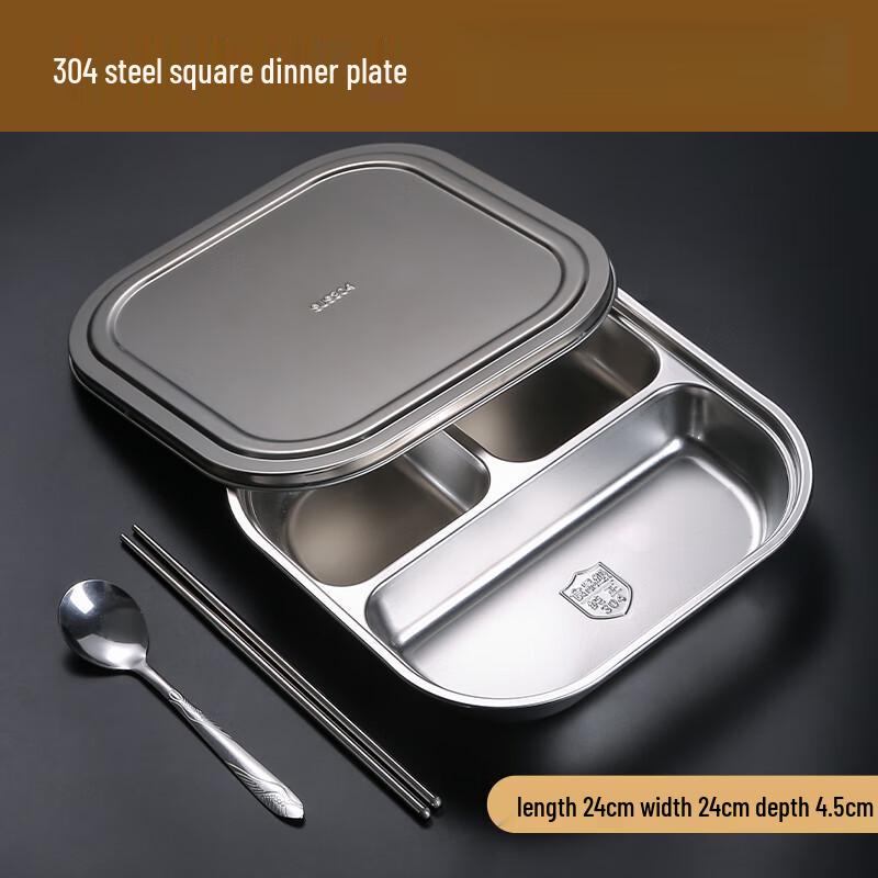 

Food Grade Stainless Steel Divided Meal Plate with Lid