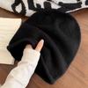Solid Color Cold Hat Internet Celebrity Hat Women's Autumn and Winter Plush Knitted Face Small Pile Hat Big Head Circumference Bag Head Hat