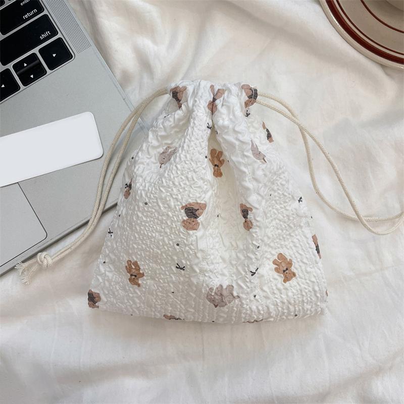 1PC Drawstring Sundry Storage Bag Cartoon Drawstring Bag Bear Multi-Functional Cloth Bag Dustproof Portable Organiser Multi-Style