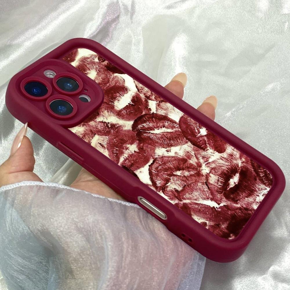 JT1 Abstract Artwork with Red Lips Phone for for iPhone 17 16 Pro Max Samsung S26 Ultra  A17 A26 A07 Xiaomi Redmi Note 14 Pro Plus Soft TPU Case Cover