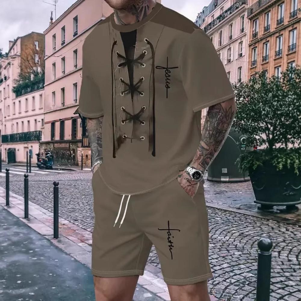 Casual Loose Sports Suit Fashionable Men's Versatile Short-sleeved Shorts Breathable Suit Comfortable Unisex Sports Clothing
