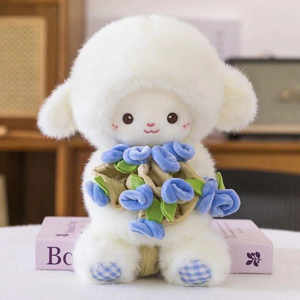 Latest High Quality Cute Creative Plush Plush Sheep Doll Small Anime Magnetic Hugging Lamb Rose Bouquet Doll Birthday Present