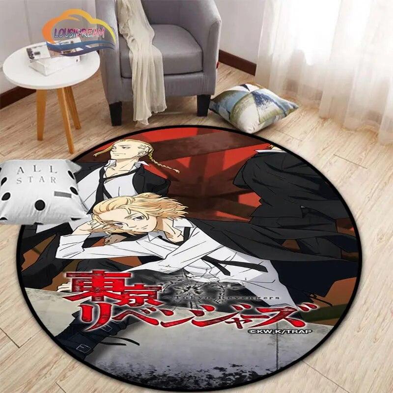 Anime Tokyo Revengers Kulatý koberec kreslený prostor Koberec do obývacího pokoje Kuchyně Jídelna Dětské koberce Podložka na jógu