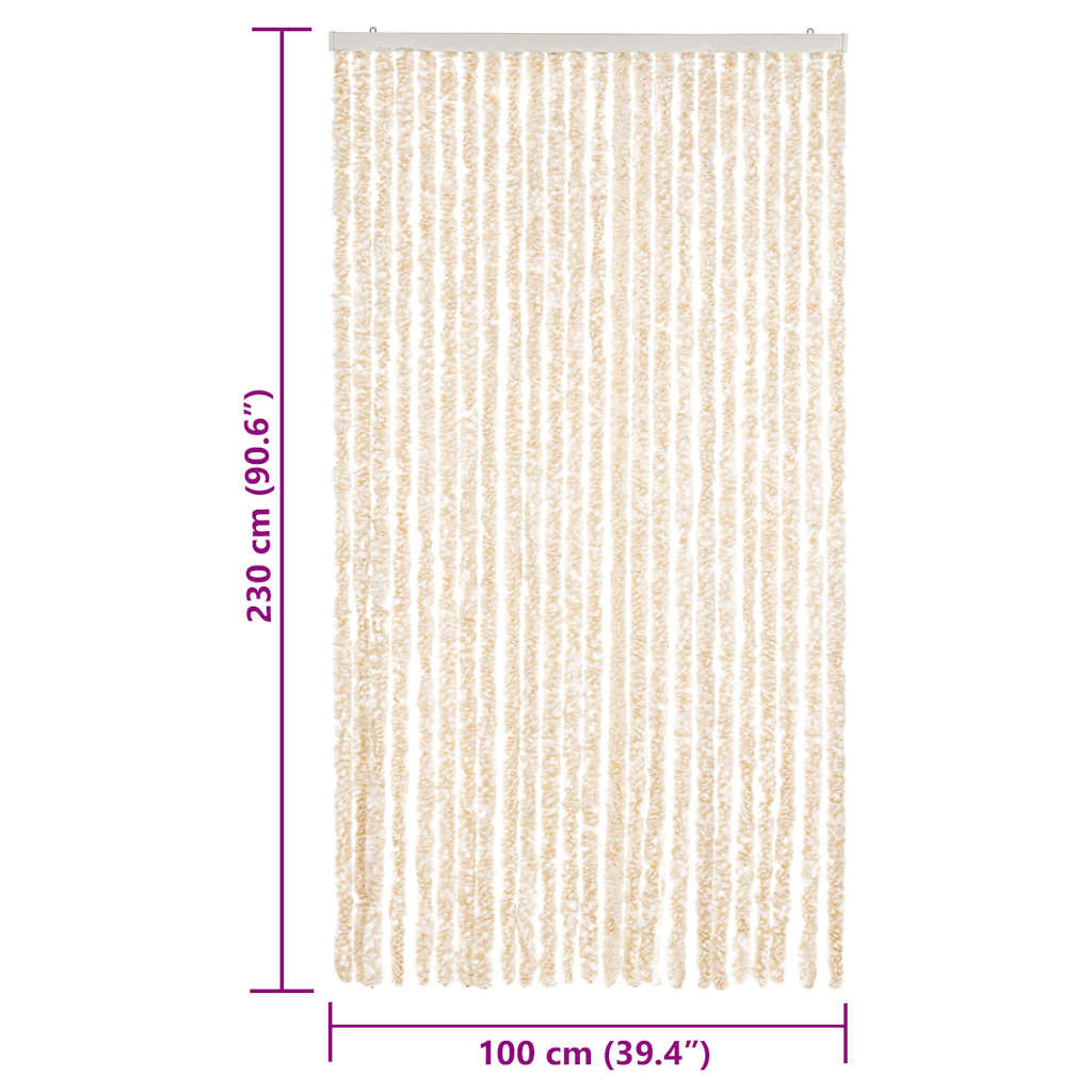 Vidaxl Zasłona Przeciwko Owadom, Beżowo-Biała, 100X230 Cm, Szenil