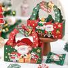 5pcs New Christmas Handle Treat Boxes Cartoon Santa Claus Paper Gift Packing Bag Navidad Decor Red Green Xmas Packaging