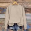 Solid Color Round Neck Printed Sweatshirt for Autumn & Winter - European & American Style