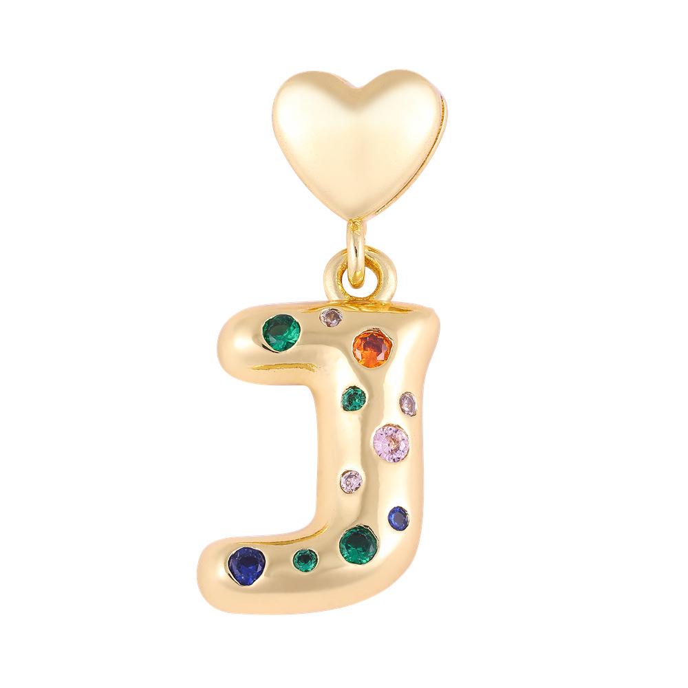 18K Gold-Plated Zircon Necklace with Cross and Colorful Letter Pendants