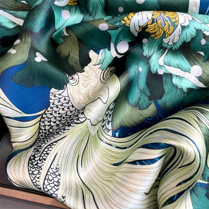 Lenço Quadrado de Cetim de Seda 100% Puro Alta Qualidade para Mulheres Estampado Bolsa de Mão Pulseiras de Pulso Xale Feminino Lenço de Pescoço Foulard