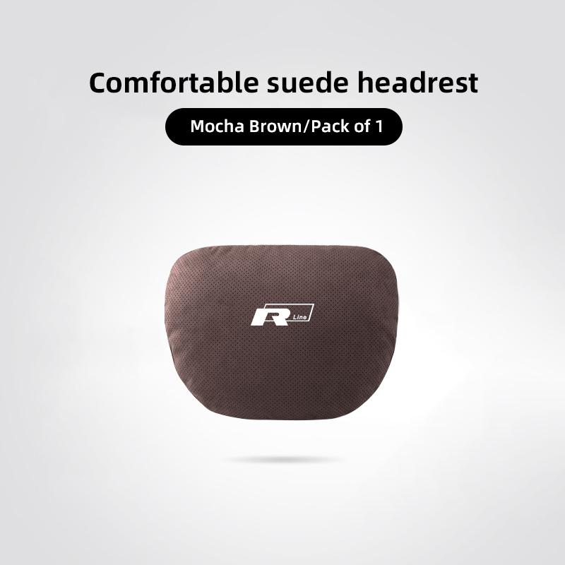 Car Suede Headrest Seat Neck Pillow Head Support For VW Tiguan Arteon Taigo Caddy CC e-up Golf Polo Passat Jetta Amarok Hub Cap