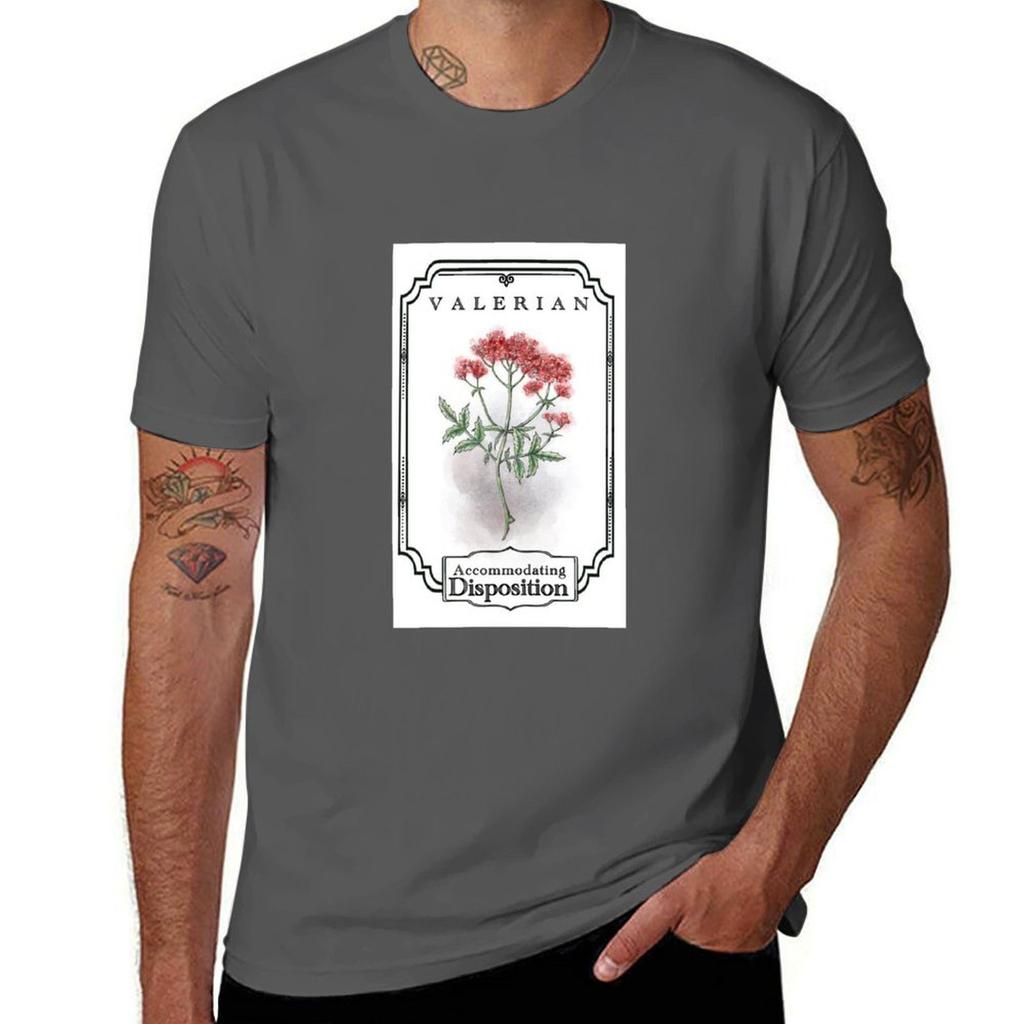 Valerian Botanical Illustration Series TShirt Gym Exercise Short Sleeve TShirt