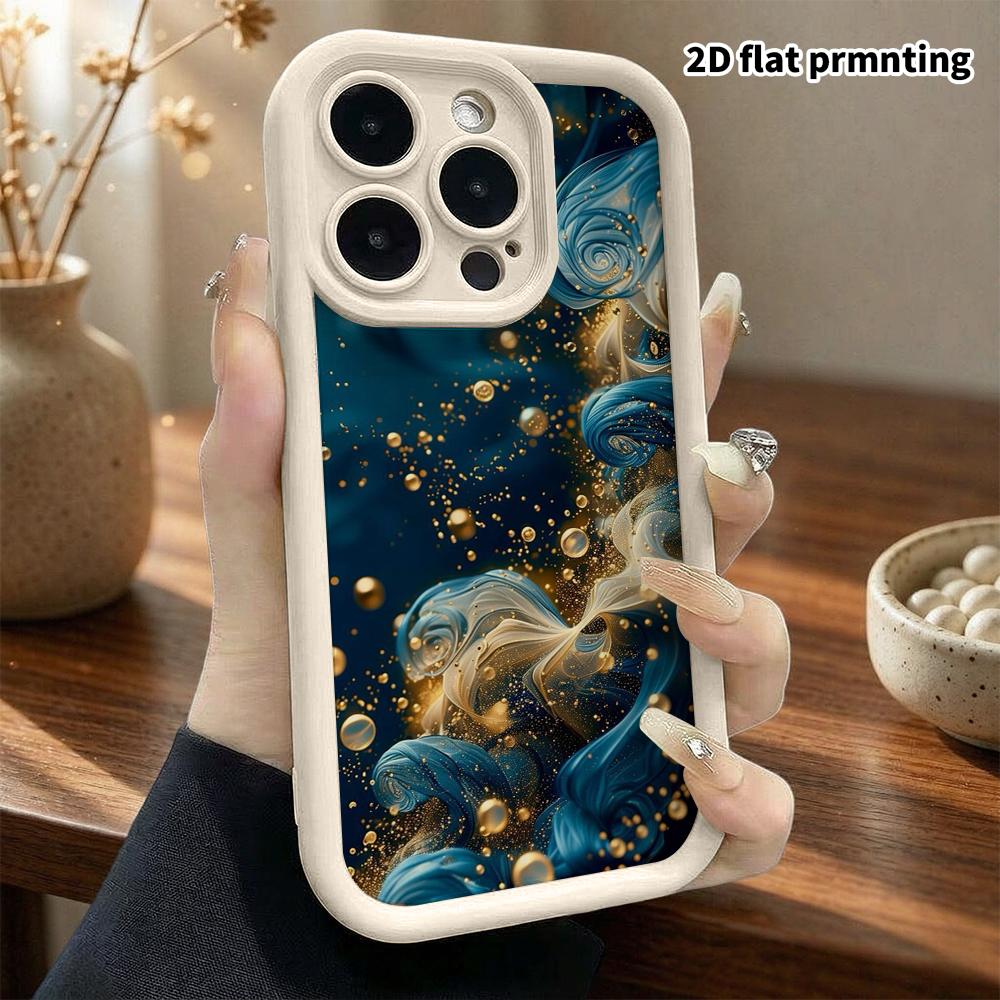 Phone Case: 2D Flat Design Suitable for iPhone 18 17 16 15 14 13 Pro Step Protection Case, Ink Smoke, Christmas and Halloween Gifts