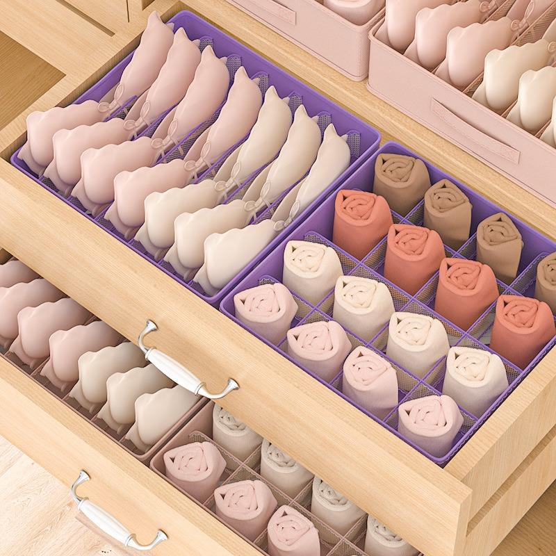 New Underwear Organizer Box Household Underwear Socks Division Storage Box Student Dormitory Storage Accessories Underwear Storage Box