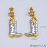 Spice Girl Western Style Gold and Silver Contrast Color Cowboy Boots Women's Earrings Pentagram Pendant Personality Exaggerated Earrings Tide