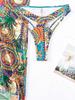2025 European-American Bohemian Print One-Shoulder Beach Bikini Swimsuit Set for Women