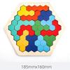 3D Hexagonal Wooden Puzzles Educational Toys For Children Kids Preschool Tangram Board Brain Test Game Montessori Toys Gifts