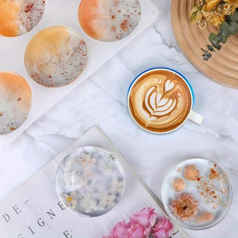 1pcs Extra Deep Round Resin Coaster Mold, 6 Cavity Silicone Ornament Mold for Epoxy Resin, DIY Cups Mats Craft, White