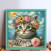 Full Embroidery Eco-cotton Thread 11CT Printed Flower Cat Cross Stitch Kit Art