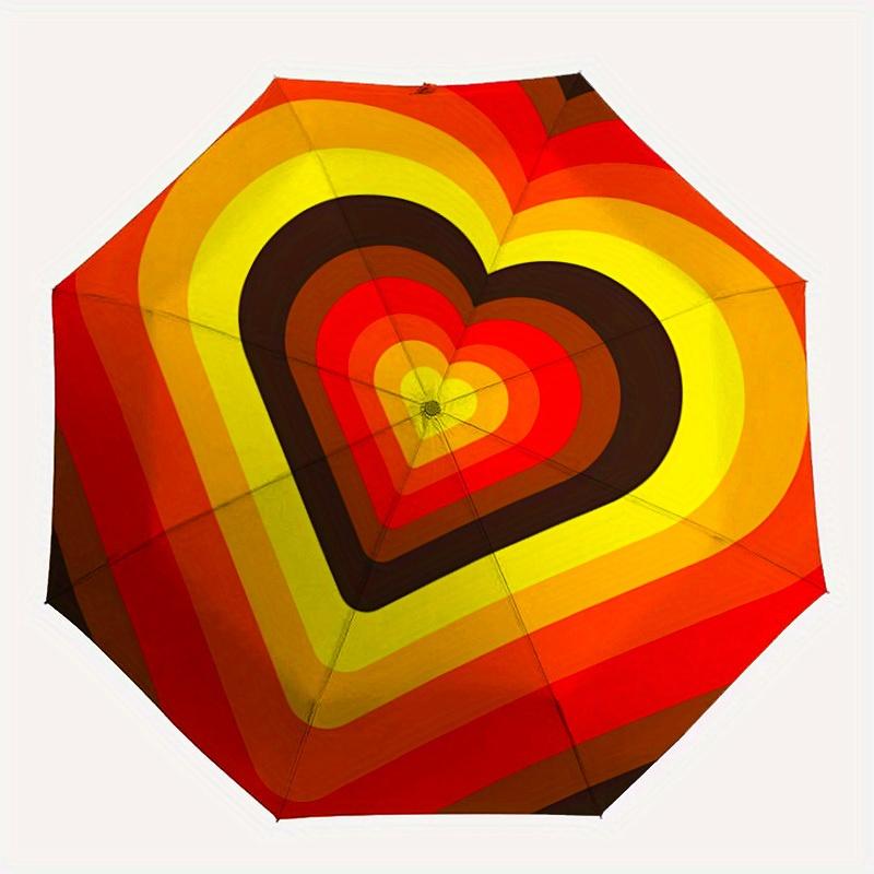 

1pc Heart Print Automatic Folding Umbrella, Portable & Foldable Design with 8 Ribs, Casual Outdoor Accessory yy250729114