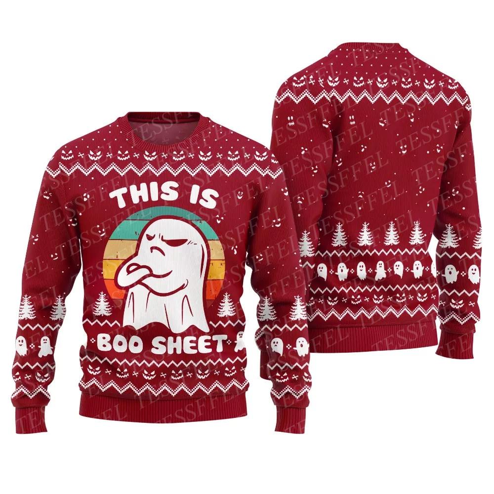 Halloween Christmas Cosplay Cat Santa Claus Anime Cartoon Vintage Winter Ugly Sweater 3DPrint Harajuku Pullover Sweatshirts X1